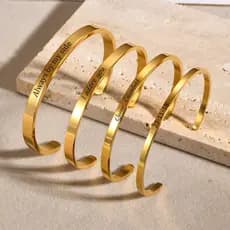Pulseira Personalizada Vnox para Mulheres, Pulseira Simples em Aço Inoxidável Banhada a Ouro 18K, Presente Clássico J ND
