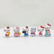 Conjunto de 6 peças de bonecos de anime Hello Kitty, figuras fofas Sanrio KT, decoração de bolo, presente para meninas N