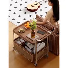 Mesa lateral de sofá de madeira maciça móvel pequena mesa de centro luz luxo Premium mesa de canto prateleira de vime ca