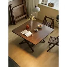 Retro mesa dobrável de madeira maciça quadrada comer mesa portátil dobrável mesa de jantar pequeno apartamento casa simp
