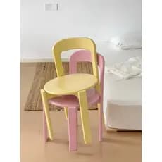 Cadeira de jantar de madeira maciça creme francês doméstico pequeno apartamento mesa de jantar cadeira empilhável encost