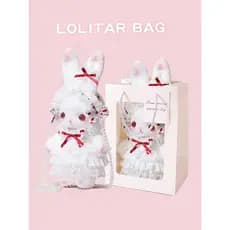 Lolita boneca coelho saco bonito pelúcia mensageiro saco feminino pérola corrente arco bolsa de ombro presente aniversár