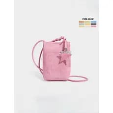 Dopamina estrela saco do telefone móvel feminino Mini camurça saco simples All-Match saco do telefone móvel trançado cor