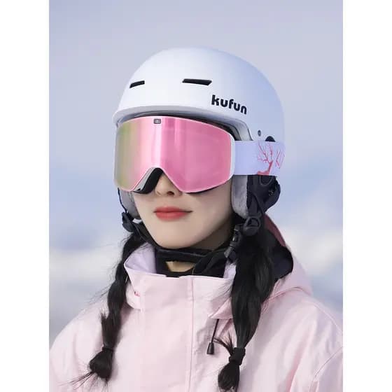 Legal pico capacete de esqui capacete de neve óculos de neve capacete integrado feminino masculino adulto crianças folhe
