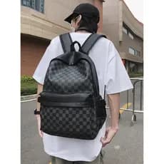 Retro mochila masculina estudante universitário ins na moda couro simples Casual grande capacidade computador mochila ve