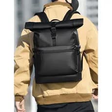 Mochila estilo Casual masculina de grande capacidade mochila escolar quadrada Vertical preta