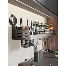 Cozinha pendurado colher pá ventosa rack de perfuração-livre gancho fixado na parede utensílios de cozinha tempero pote