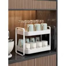 Rack de armazenamento de copo japonês doméstico dupla camada suporte de copo de chá de café conjunto de chá rack de arma