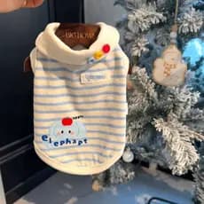 Cão de estimação roupas gato primavera verão fino estiramento dos desenhos animados listrado lapela colete pequeno cão T