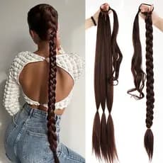 Peruca rabo de cavalo trança feminino novo estilo enrolamento extensão de cabelo mão-malha sintético rabo de cavalo tran