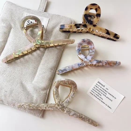 Coreano influenciador acetato Grab clip High-End sentimento grande placa grampo de cabelo luz luxo volta cabeça feminino