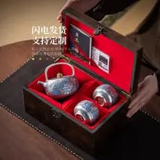 Zhou Hongjie Ouro Prata Errado Gluttonous Ouro Prata Bule Conjunto de Chá Um Pote Duas Xícaras Conjunto de Chá Kung Fu P
