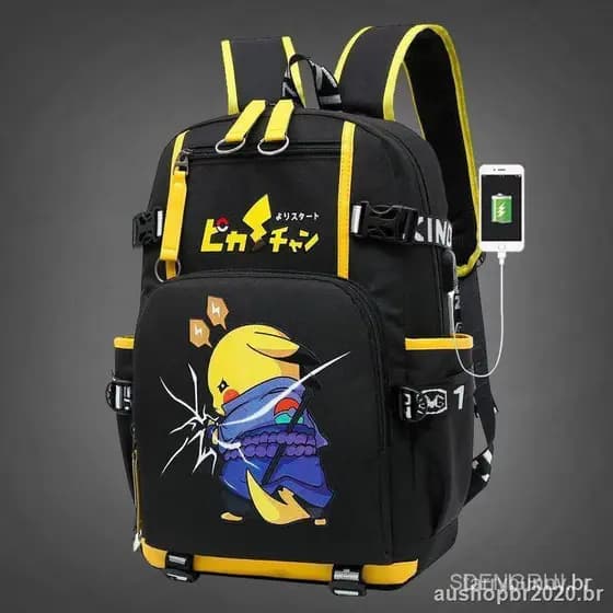 Mochila Escolar Pikachu para Homens e Mulheres, Bolsa de Ombro para Crianças, Mochila Escolar de Moda para o Ensino Fund