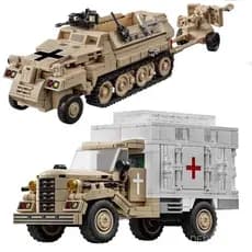 Blocos de montar Lego, caminhão de resgate, veículo blindado, trator, caminhão transportador, modelo de caminhão, veícul