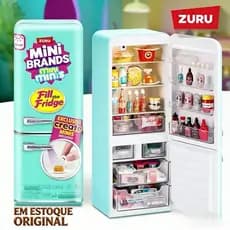 Caixa de brinquedos de geladeira da marca ZURU Mini, conjunto de geladeira em miniatura, conjunto de alimentos em miniat