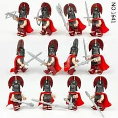 Blocos de Construção Compatíveis com Lego, Castelo, Roma Antiga Medieval, Guerreiros Espartanos, Minifiguras, Transporte
