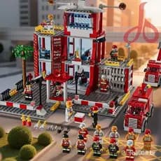 650 Peças Compatíveis com Lego City Series, Caminhão de Bombeiros e Helicóptero, Brinquedo Educativo para Crianças, Pres