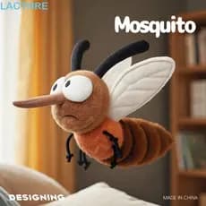 LACTHRE Mosquito Plushie , Travesseiro Macio De Pelúcia Animal Inseto Brinquedo , 25 Cm Desenho Animado Recheado