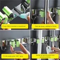 Não Perca! Suporte Multiuso Inox Parede - Gancho Vassoura Rodo Pá