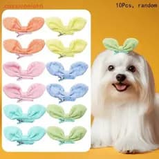 (cassiopeiahb) 10 Peças Arco De Orelha De Coelho Cor Doce Grampos De Cabelo De Cachorro Longo Laços Clipe De Jacaré Cuid