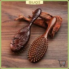 Pente De Sândalo SUQI , Almofada De Ar De Dentes Finos , Escova De Estilo Formato Oval Massagem Para Couro Cabeludo