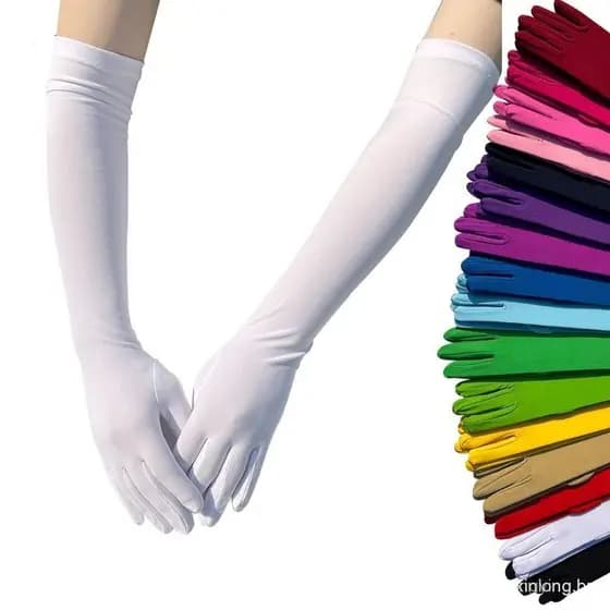 Luvas Longas de Cetim para Mulheres, Luvas Formais Elásticas para Vestido de Noiva Sonhador