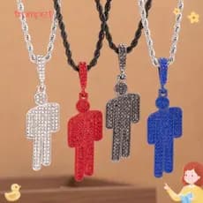 Pingente TONFASHION Little Man , De Colar De Desenho Animado Hip Hop Moderno E Luxuoso De Cabeça Torta