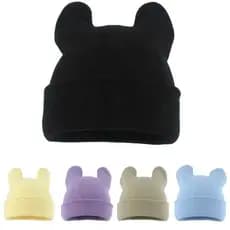 Gorro de malha estilo hip hop com orelhas de gato de desenho animado, gorro de inverno com aba dobrada, gorro tipo skull