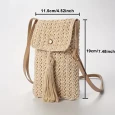 Bolsa Crossbody AOMSOM , Para Celular Estilo Boho De Tamanho Mini Quadrada Pequena Bege Cáqui Mulheres E Meninas