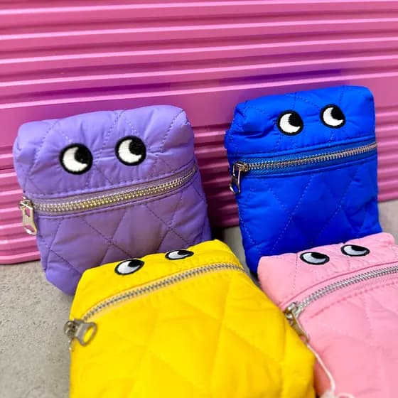 Popoglow Bolsa Dobrável Olhos Grandes Bolsa de Ombro com Zíper Moda Bolsa Dobrável de Um Ombro