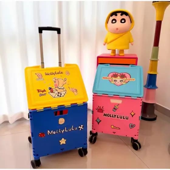 Molly dopamina contraste cor bonito dobrável portátil carrinho de compras de supermercado acampamento ao ar livre carrin