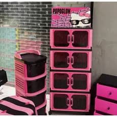 Armário de armazenamento dobrável dopamina, multicamadas, porta aberta dupla, sem instalação, roupas para bebês, uso dom