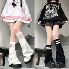 Y2k Malha Solta Polainas Coração Fivela De Couro Meia Feminina Menina Harajuku Perna Mais Quente Subcultura Meias Arrast