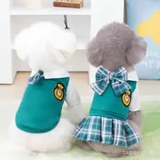 Roupa Estilo Preppy Para Casais De Cães Vestido Camiseta Cachorro Saia De Gato