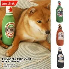 BESTLINK Brinquedos De Pelúcia Engraçados Para Cães , Garrafa Estridente , Brinquedo Resistente À Mordida , Caixa De Suc