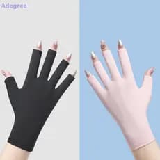 Adegree 1 Par De Luvas Anti UV Com Proteção , Luva Sem Dedos Para Manicure , Ferramenta Arte Em Unhas , Nova