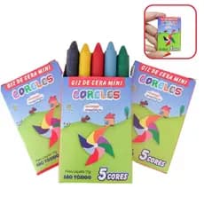 Kit 30/50/100 caixas Giz de Cera 5 Cores Mini - Odontopediatria / Dentista / Pediatria