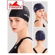 Touca de natação com forro de borracha externa, cabelo britânico, à prova d'água, respirável, não apertada, masculina, f