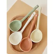 Colher de cerâmica grande sopa colher de cerâmica alça longa casa grande colher de alto valor bonito comer colher de beb