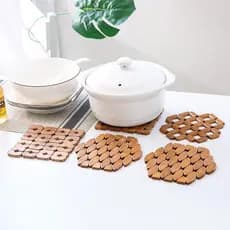 Caçarola tapete de isolamento Placemat tapete de mesa de bambu pote inferior resistente a altas temperaturas doméstico A