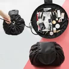 Bolsa cosmética portátil de grande capacidade, à prova d'água, armazenamento de viagem, cordão, bolso multifuncional, si