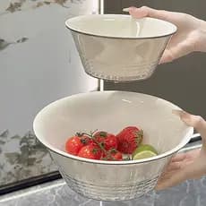 Bacia de drenagem de camada dupla transparente de luxo leve Cesta de lavagem de frutas de cozinha multifuncional Ferrame