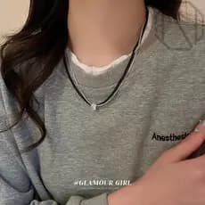 Colar de camada dupla de cristal preto nicho Design sentir feminino outono inverno camisola corrente nicho All-Match ace