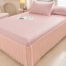 High-End Ice Doudou Cool Mat Conjunto de três peças Saia de cama Estilo Tapete de ar condicionado de verão Tapete macio