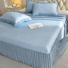 Simples Jacquard ervilhas de gelo gelo seda legal tapete cama saia estilo verão ar condicionado tapete colcha antiderrap