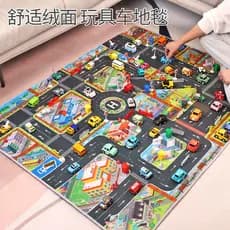 Crianças brincam casa cidade tráfego rota brinquedo estacionamento cena mapa menino jogar carro tapete de jogo antiderra