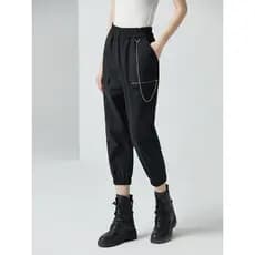 Macacão feminino Leggings 2026 primavera novo estilo preto solto mais magro olhar calças femininas cintura elástica Casu