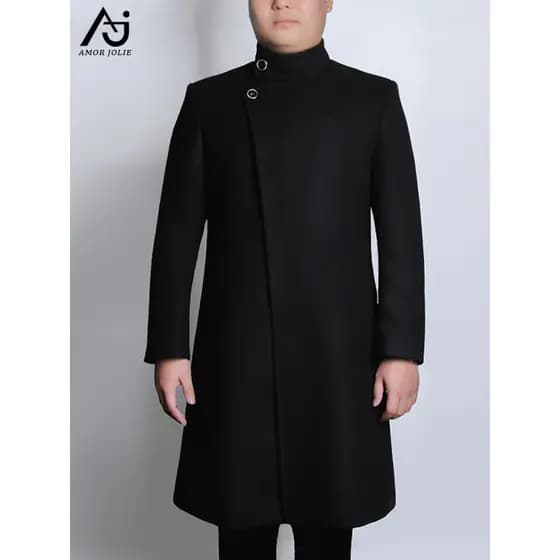 Casaco de lã masculino versão coreana solto gola alta estilo curto inverno engrossado estilo britânico bonito fino-ajust