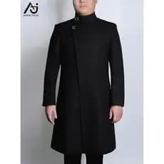 Casaco de lã masculino versão coreana solto gola alta estilo curto inverno engrossado estilo britânico bonito fino-ajust