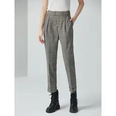 Calças xadrez femininas perna reta 2026 primavera novo estilo Houndstooth verificado Harem cenoura calças mais magro olh